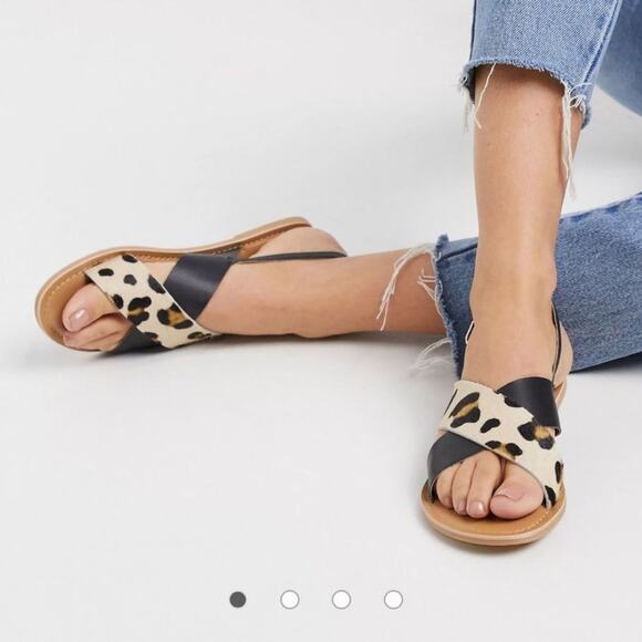 Asos Rule London Leopard Leather Sandals size US 5 / UK 3 - Picture 1 of 12